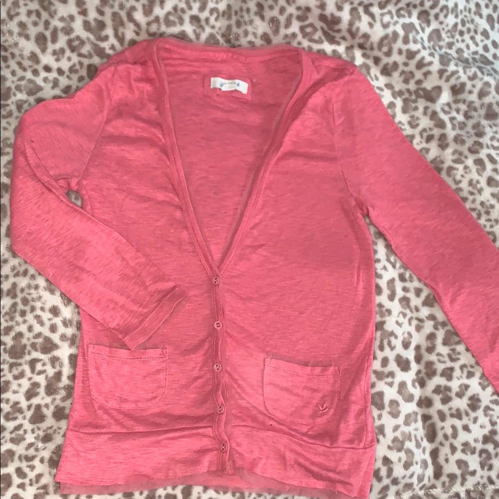 Aerie Pink Button-Up Cardigan